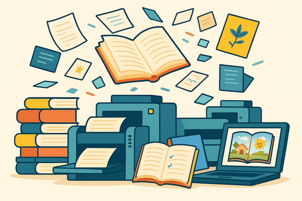 Servicio de impresión de libros, cuentos y revistas con acabados editoriales