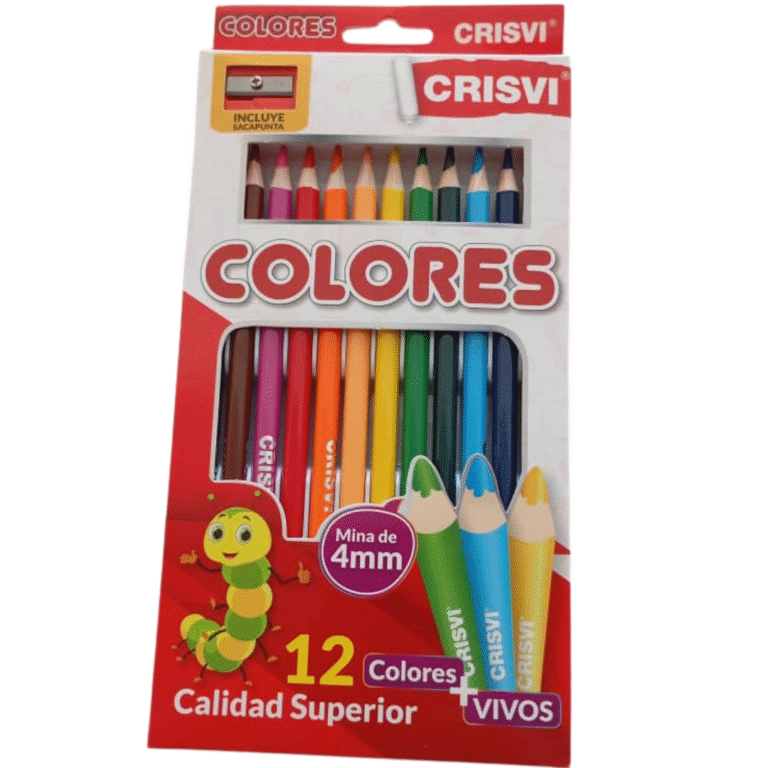 Set de lápices de colores Crisvi 12 unidades con sacapuntas