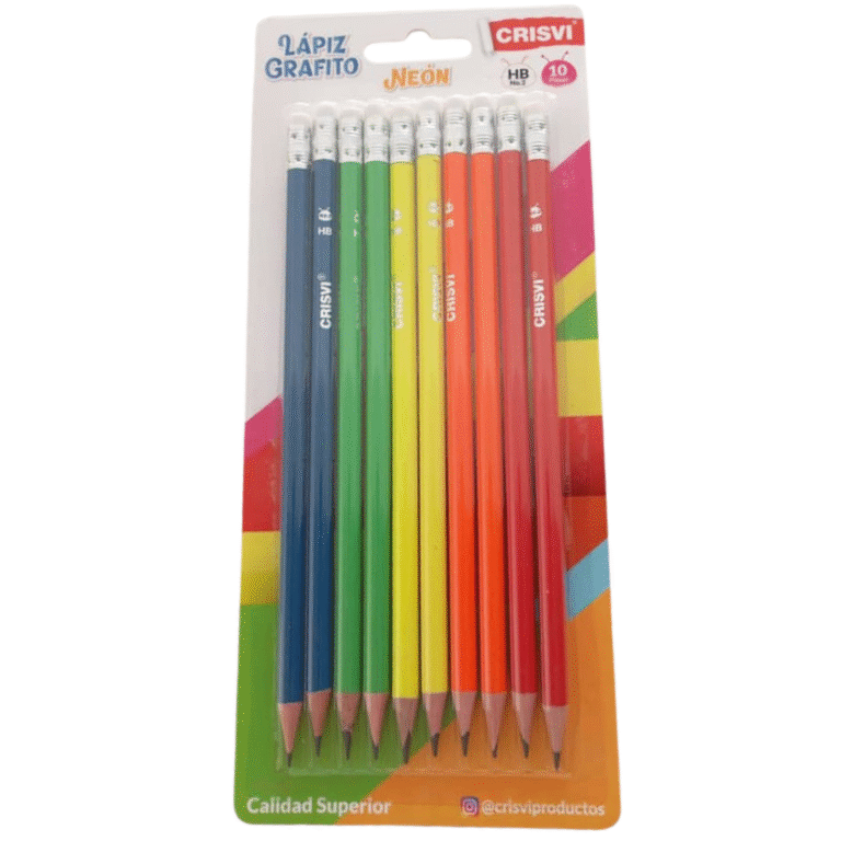 Set de lápices de grafito Crisvi neón HB 10 unidades