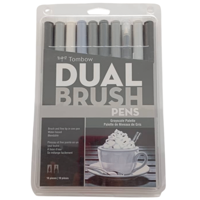 Tombow Dual Brush Pens – Paleta Escala de Grises (10 piezas)