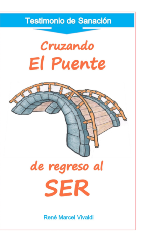 Ilustración en blanco y negro de un puente rústico de piedra y bambú que simboliza el tránsito hacia la sanación espiritual.