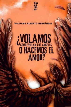Portada de ¿Volamos como vuelan los ángeles o hacemos el amor? de Williams Alberto Hernández, con ilustración de ángel alado en tonos grises