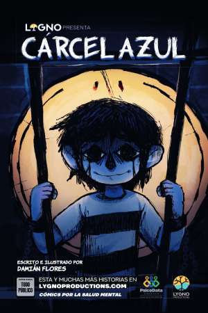 Portada de Cárcel Azul, cómic de Lygno Productions y Moris Rauseo sobre depresión y salud mental